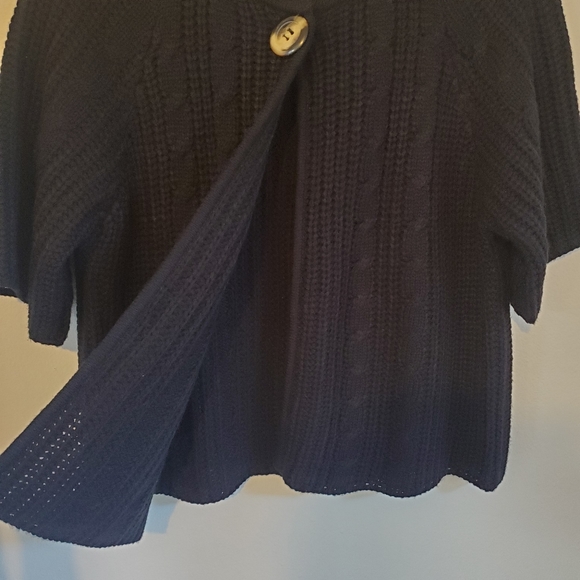 Coco+Capers Black Short Sleeve Cable knit Cardigan Sweater - Picture 4 of 6